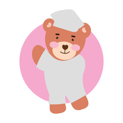 Hand drawn vector illustration of a cute baby bear. baby bear with piyama isolated on white background. bear cartoon
