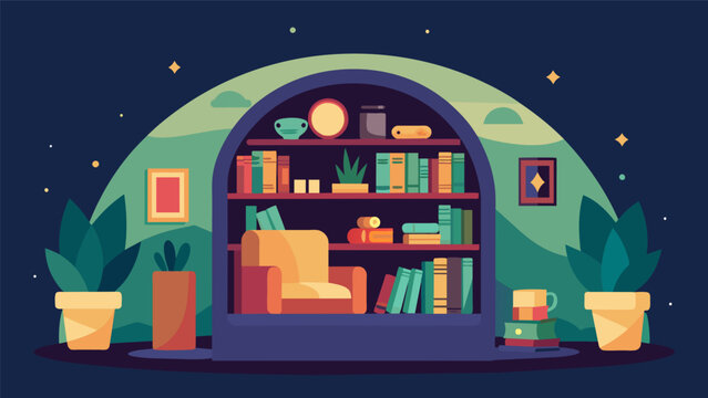 A little alcove at the back of the store surrounded by shelves of biographies and memoirs is a sanctuary for friends to share their own personal. Vector illustration
