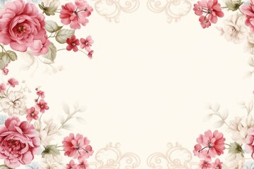 Elegant floral background with pink roses and flowers