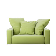 Comfortable green sofa isolated on white background 3d rendering