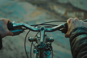 Close up image of person riding on bicycle created with generative ai concept