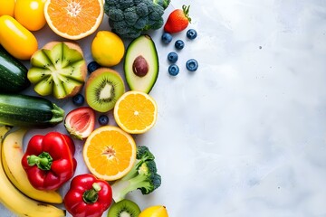Colorful fruits and vegetables in an anticancer diet boost immune system. Concept Healthy Eating, Anticancer Diet, Immune System, Colorful Fruits, Colorful Vegetables