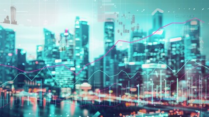 Obraz premium financial chart and business district