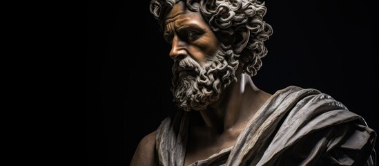 Dramatic portrait of an ancient Greek or Roman statue