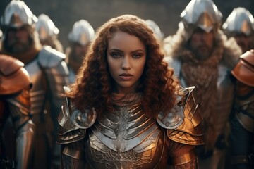 Fototapeta premium Powerful female warrior in futuristic armor