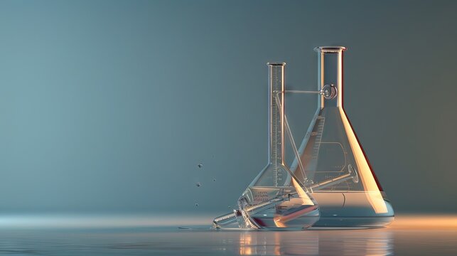 Chemistry laboratory equipment: titration setup with burette and conical flask for scientific experimentation and analysis