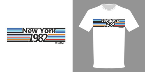 Vector illustration of vintage t-shirt New York, Brooklyn 1982