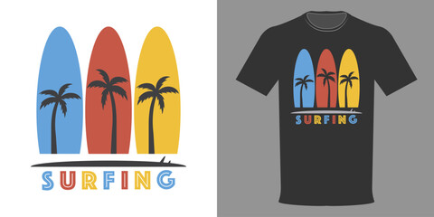 Vector illustration on the theme of surf a. Typography, t-shirt graphics, print, poster, banner, flyer, postcard