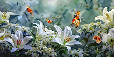 butterfly on a flowers, ai generated.