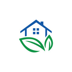 Eco Green House, Natural Home Logo Design Template Vector Illustration