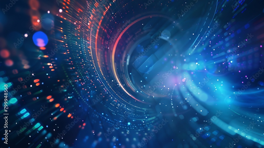 Poster colorful abstract science and technology background with digital wave patterns and modern design ele
