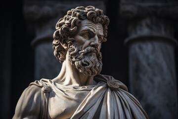 Majestic Marble Statue of Bearded Man