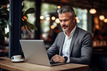 Generated with AI close up picture of man fingers typing on a laptop keyboard