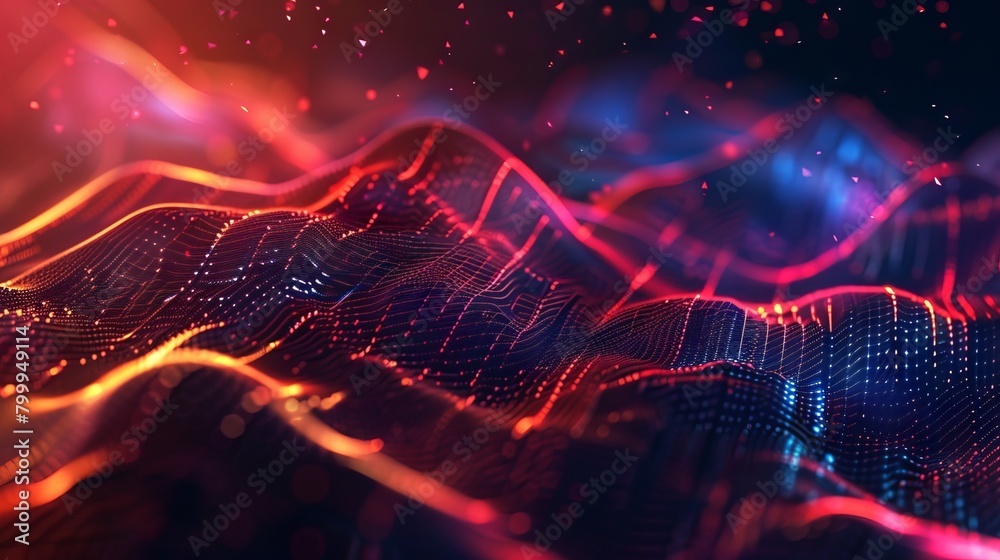 Poster vibrant digital network: futuristic abstract background with dynamic technological patterns and glow