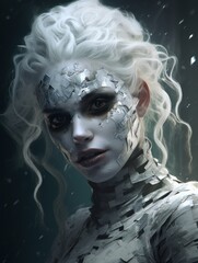 Icy Warrior Woman Portrait