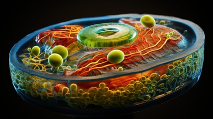 Vibrant Microscopic Cellular Structure