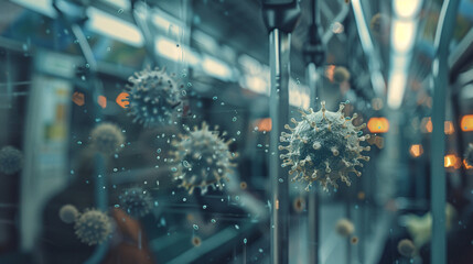 Virus Particles Visualization in Public Transport