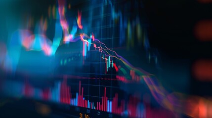 Fototapeta premium close up inancial chart with uptrend line candlestick graph in stock market
