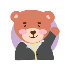 Hand drawn vector illustration of a cute baby bear. baby bear element design. ballon bear, costum