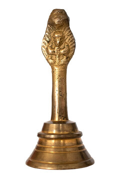 Breass coper Prayer bell mettle bell for hindu pooja on transparent background