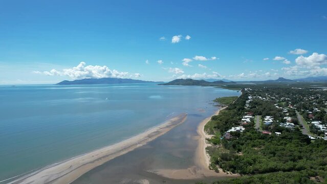 Aerial footage of Bushland Beach Townsville Queensland, Australia