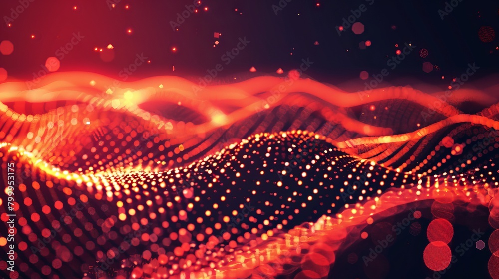 Poster abstract digital wave of particles - futuristic technology background vector with dynamic point wave