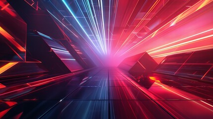 Dynamic technological lines abstract background with vibrant light effects - 3d rendered futuristic composition