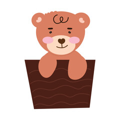 Hand drawn vector illustration of a cute baby bear. baby bear element design. ballon bear, costum