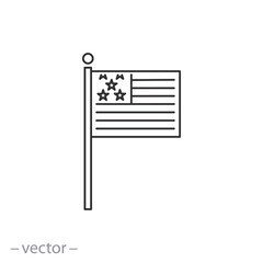 american flag icon, USA flag concept, thin line vector illustration
