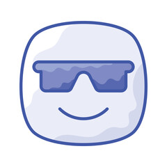 Glasses on emoji face showing concept icon of cool emoji, proud emoji
