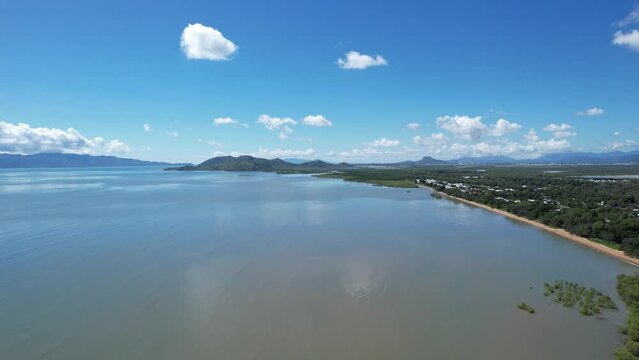 Aerial footage of Bushland Beach Townsville Queensland, Australia