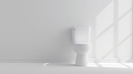 White Toilet Bowl with Copy Space - 3D Illustration


