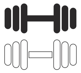 Dumbbell icon. Black silhouette. Front view. Vector simple flat graphic illustration. The isolated object on a white background.  eps 10