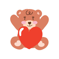 cute bear with pink heart for valentine day. heart ballon red color . valentine celebration.  character design collection baby bear valentines day Love 