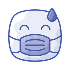 Ill emoji vector design, face mask on emoji face