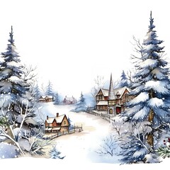 Winter Wonderland Clipart on White Background

