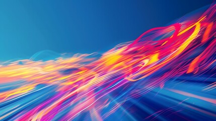 Modern abstract high-speed movement. Colorful dynamic motion on blue background. Movement technology pattern for banner or poster design background concept.