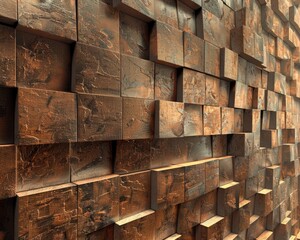 3D Brick Wall Illustration. Architecture Background with Brown Brick Barrier