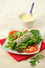 Cod salad with asparagus.