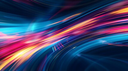 Modern abstract high-speed movement. Colorful dynamic motion on blue background. Movement technology pattern for banner or poster design background concept.