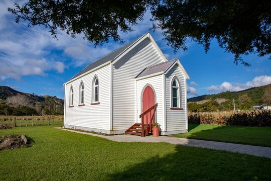 Historic church at Pakari, Leigh, Rodney District, New Zealand.