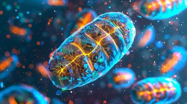 Dynamic cellular respiration: mitochondria powering energy production in animal cells - biochemical metabolism concept