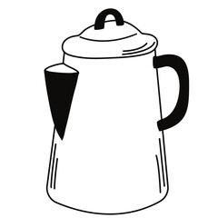 Kettle in doodle style. Hand draw vector electric coffee machine. Icon collection for menu, coffee shop.