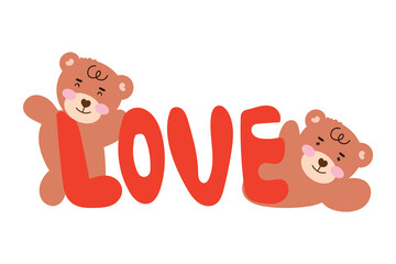 cute bear with pink heart for valentine day. heart ballon red color . valentine celebration.  character design collection baby bear valentines day Love 