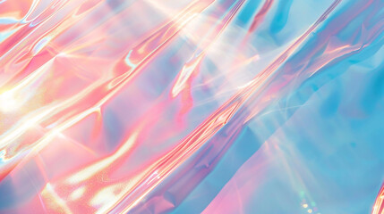 Sunlight flash background with refraction and reflection of light in soft blue and pink tones