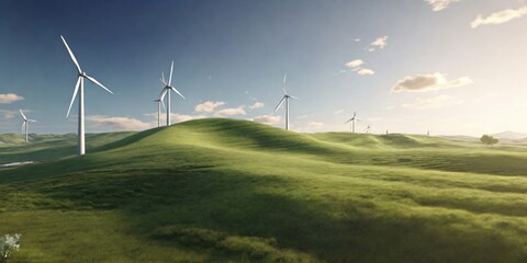 Fototapeta premium wind turbines against a clear blue sky sustainable energy