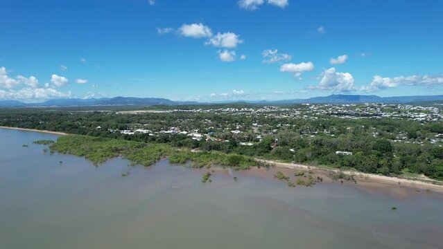 Aerial footage of Bushland Beach Townsville Queensland, Australia