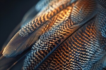 Extreme close-up of a bird's feather, high-magnification with intricate textures