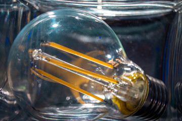 Close-up of a light bulb with copy space
