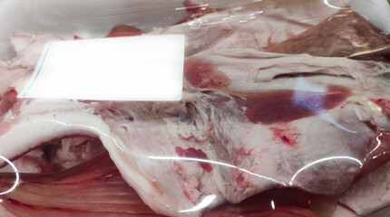 Fresh red meat packed in a poly bag. Meat in a package